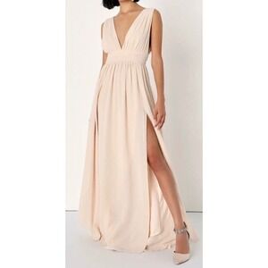 NEW Lulus Size Small Heavenly Hues Maxi Dress Cream Blush Formal Flowy